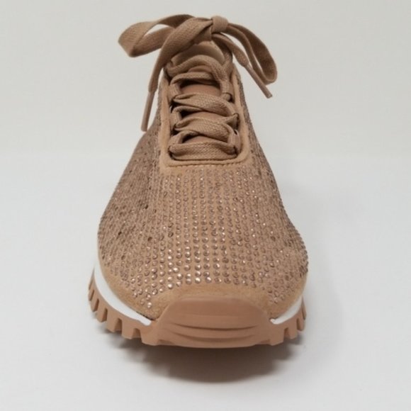 BCBGeneration Lynn Pin Stud Bling Sock Style Low Top Sneakers Tan Rose G… - Picture 3 of 12